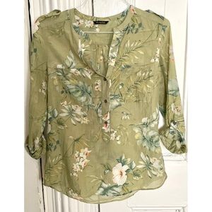 Massimo Dutti Green Floral Blouse